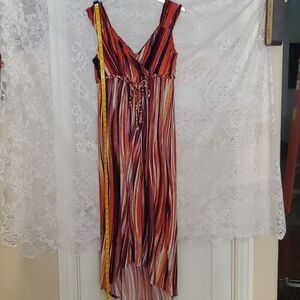 Boston Proper High Low Maxi Dress Multi Color Abstract Size 18 Sleeveless